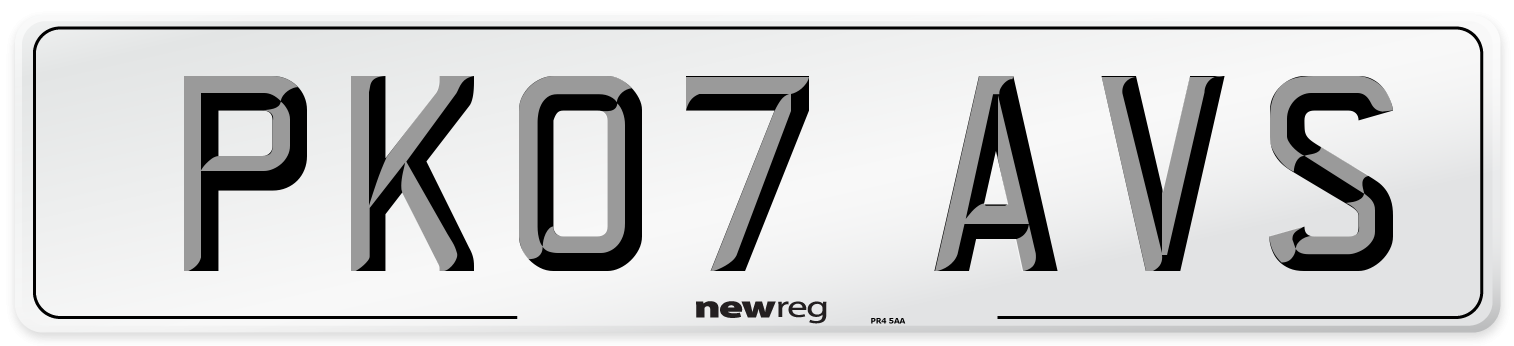 PK07 AVS Number Plate from New Reg
